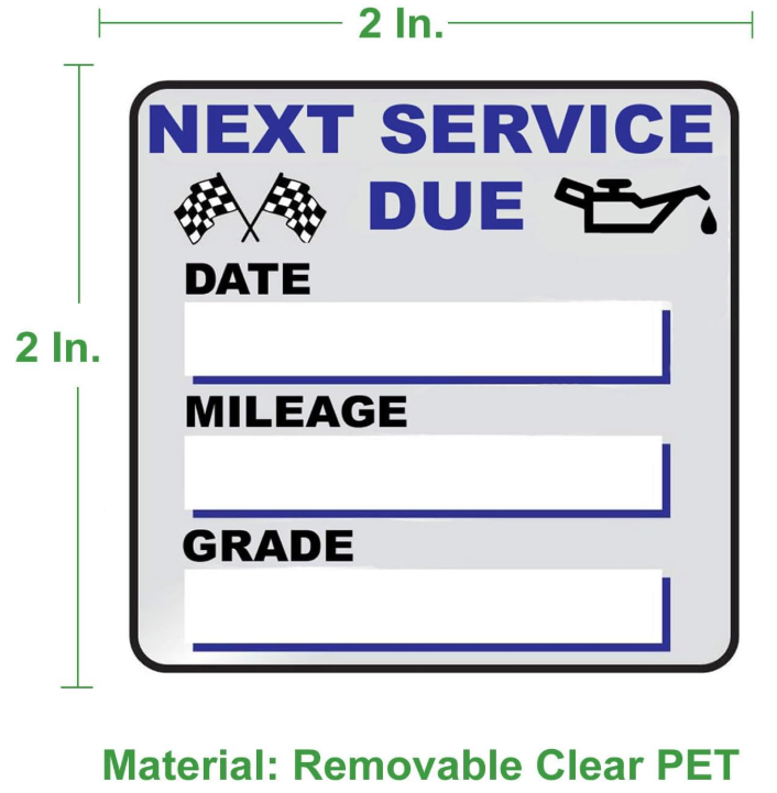 Oil Change Window Sticker