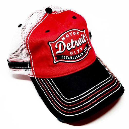 Detroit Motor City Hat  Red Black